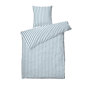 Sengetøj bomuldssatin - 200x220 cm - Kalle - Blue Stripe