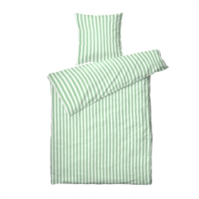 Sengetøj bomuldssatin - 200x220 cm - Kalle - Green Stripe