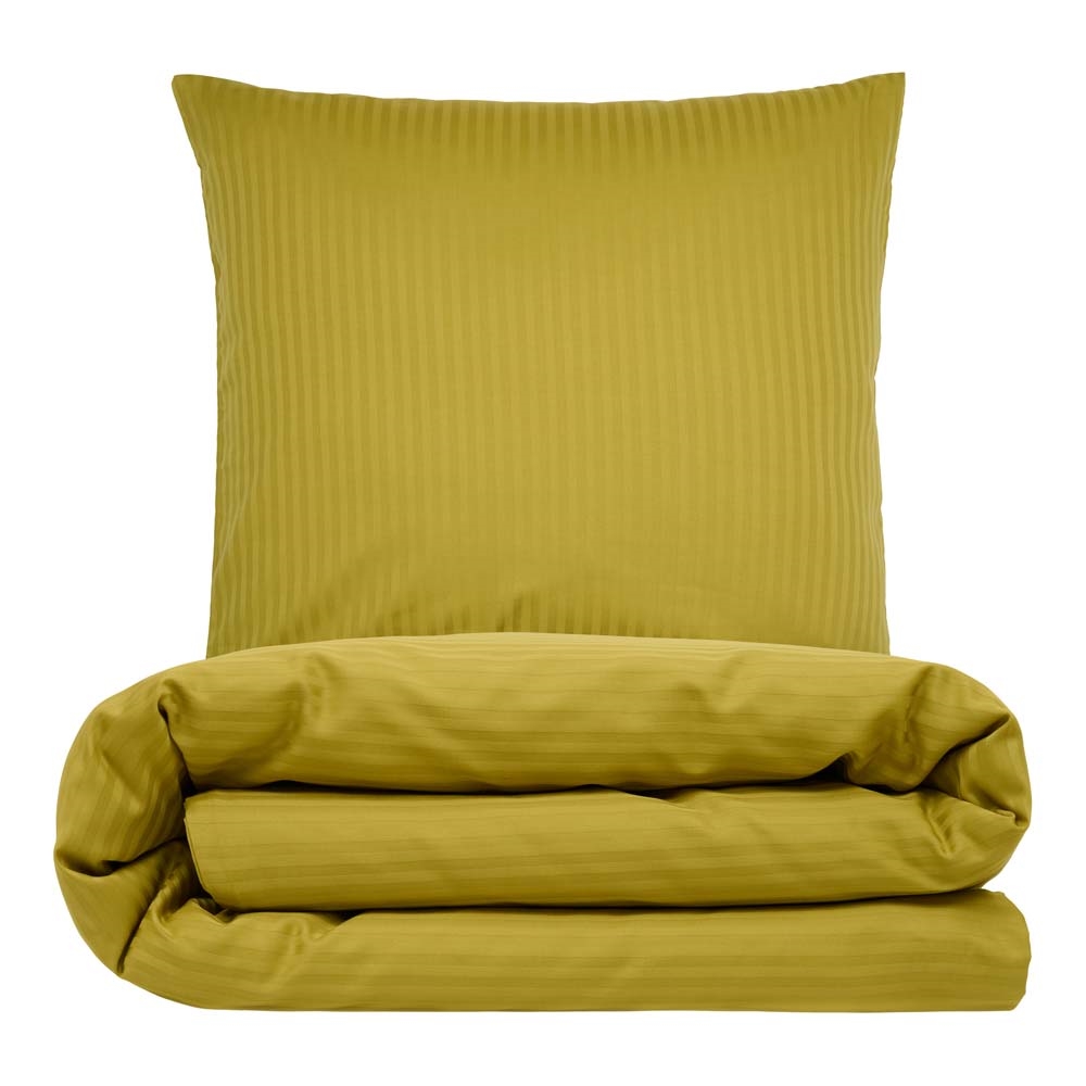 Sengetøj 140x200 cm - bomuldssatin - Smal stribet - lime - Prima