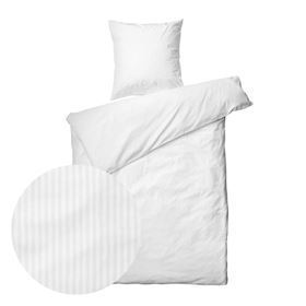 Dobbelt sengetøj 240x220 cm - Hvid satin stribet