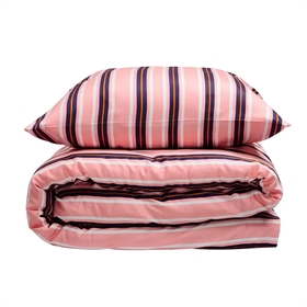 Sengetøj bomuldssatin - 140x220 cm - Ida - Pink Stripe - Norø