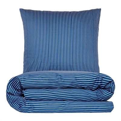 Sengetøj 200x200 cm - bomuldssatin - Blokhus - marine blå - Luna Denmark