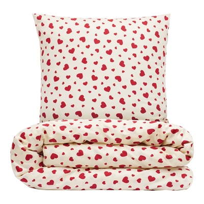 Sengesæt 140x200 cm - bomuldssatin - Hjerte - Luna Denmark