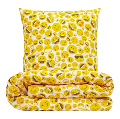 Sengesæt 140x200 cm - bomuldssatin - Smiley - Luna Denmark