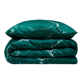 Sengetøj bomuldssatin - 240x220 cm - Marmor Grøn