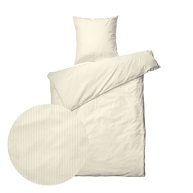 Dobbelt sengetøj 200x220 cm - Creme satin stribet