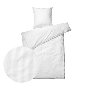 Dobbelt sengetøj 200x200 cm - Hvid satin stribet