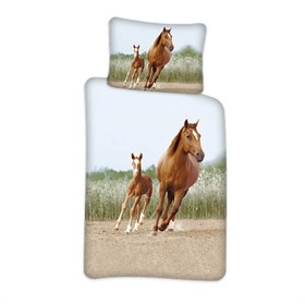 Junior sengetøj med heste - 100x140 cm
