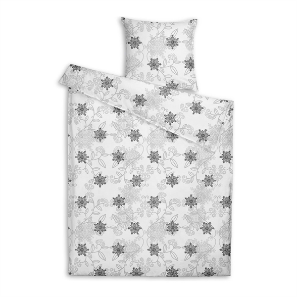 billig Kunstneriske Egypten Flonel sengetøj 140x200 fra Engholm - Snowflake - Sort